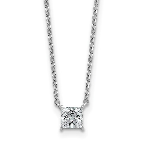 14K White Gold 0.50 Carat Princess Four Prong Pendant Mounting