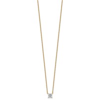 14K Yellow Gold 0.50 Carat Lab Grown Diamond VS SI+ G+ Princess Complete Four Prong Pendant Necklace, 18" view 2