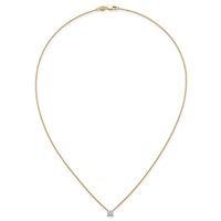 14K Yellow Gold 0.50 Carat Lab Grown Diamond VS SI+ G+ Princess Complete Four Prong Pendant Necklace, 18" view 4