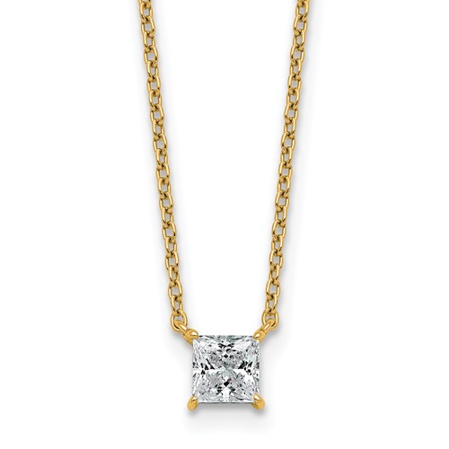 14K Yellow Gold 0.50 Carat Princess Four Prong Pendant Mounting