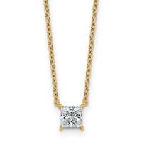 14K Yellow Gold 0.50 Carat Lab Grown Diamond VS SI+ G+ Princess Complete Four Prong Pendant Necklace, 18" view 1