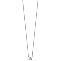 14K White Gold 0.75 Carat Lab Grown Diamond VS+ F+ Princess Complete Four Prong Necklace, 18" view 2