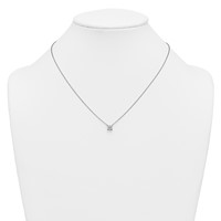 14K White Gold 0.75 Carat Lab Grown Diamond VS+ F+ Princess Complete Four Prong Necklace, 18" view 3