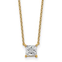 14K Yellow Gold 0.75 Carat Lab Grown Diamond VS+ F+ Princess Complete Four Prong Pendant view 1