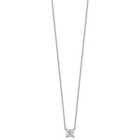 14K White Gold 1 Carat Certified Lab Grown Diamond VS+ F+ Princess Complete Four Prong Pendant Necklace, 18" view 2