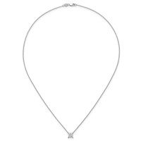 14K White Gold 1 Carat Certified Lab Grown Diamond VS+ F+ Princess Complete Four Prong Pendant Necklace, 18" view 4