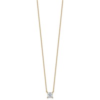 14K Yellow Gold 1 Carat Certified Lab Grown Diamond VS+ F+ Princess Complete Four Prong Pendant Necklace, 18" view 2