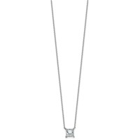 14K White Gold 1.50 Carat Lab Grown Diamond VS+ F+ Princess Complete Four Prong Pendant Necklace, 18" view 2