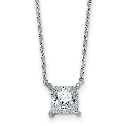 14K White Gold 1.50 Carat Princess Four Prong Pendant Mounting