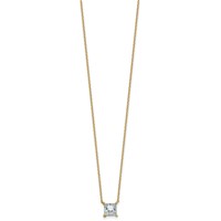 14K Yellow Gold 1.50 Carat Certified Lab Grown Diamond VS+ F+ Princess Complete Four Prong Pendant Necklace, 18" view 2