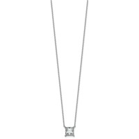 14K White Gold 2 Carat Certified Lab Grown Diamond VS+ F+ Princess Complete Four Prong Pendant Necklace, 18" view 2