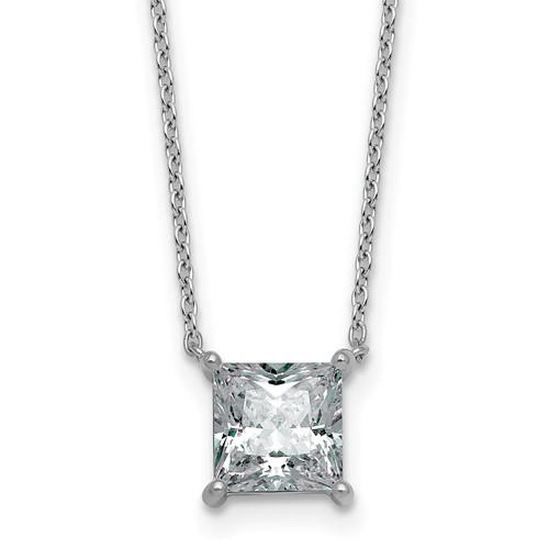 14K White Gold 2 Carat Princess Four Prong Pendant Mounting