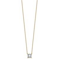 14K Yellow Gold 2 Carat Lab Grown Diamond VS+ F+ Princess Complete Four Prong Pendant Necklace, 18" view 2