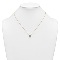 14K Yellow Gold 2 Carat Lab Grown Diamond VS+ F+ Princess Complete Four Prong Pendant Necklace, 18" view 3