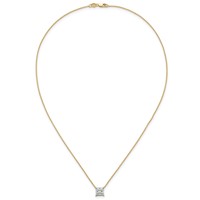 14K Yellow Gold 2 Carat Lab Grown Diamond VS+ F+ Princess Complete Four Prong Pendant Necklace, 18" view 4