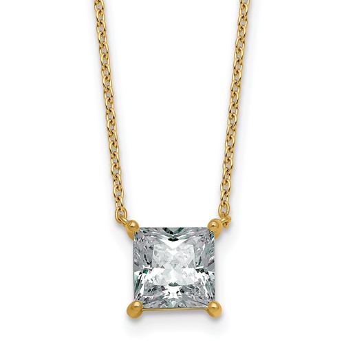 14K Yellow Gold 2 Carat Princess Four Prong Pendant Mounting