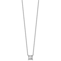 14K White Gold 2.50 Carat Certified Lab Grown Diamond VS+ F+ Princess Complete Four Prong Pendant Necklace, 18" view 2
