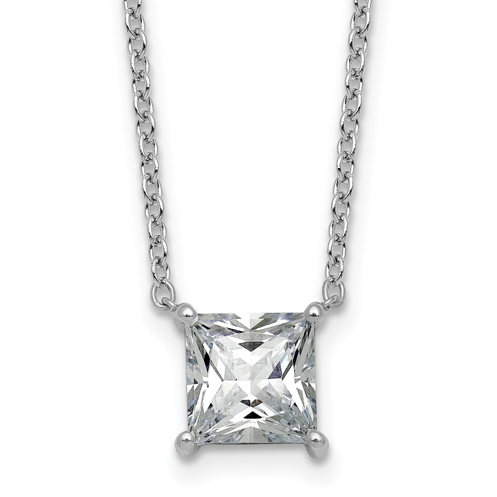 14K White Gold 2.50 Carat Princess Four Prong Pendant Mounting