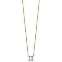14K Yellow Gold 2.50 Carat Certified Lab Grown Diamond VS+ F+ Princess Complete Four Prong Pendant Necklace, 18" view 2