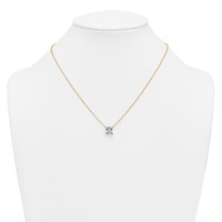 14K Yellow Gold 2.50 Carat Certified Lab Grown Diamond VS+ F+ Princess Complete Four Prong Pendant Necklace, 18" view 3