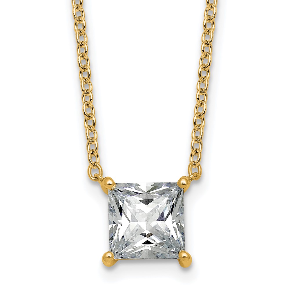 14K Yellow Gold 2.50 Carat Princess Four Prong Pendant Mounting