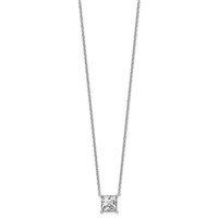 14K White Gold 3 Carat Certified Lab Grown Diamond VS+ F+ Princess Complete Four Prong Pendant Necklace, 18" view 2
