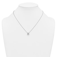14K White Gold 3 Carat Certified Lab Grown Diamond VS+ F+ Princess Complete Four Prong Pendant Necklace, 18" view 3