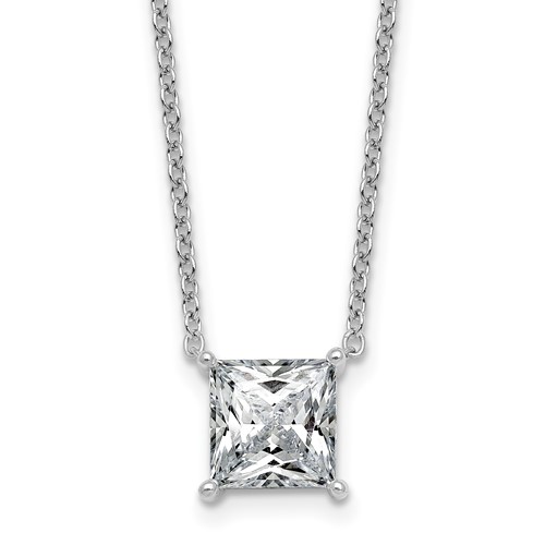 14K White Gold 3 Carat Princess Four Prong Pendant Mounting