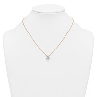 14K Yellow Gold 3 Carat Lab Grown Diamond VS+ F+ Princess Complete Four Prong Pendant Necklace, 18" view 3
