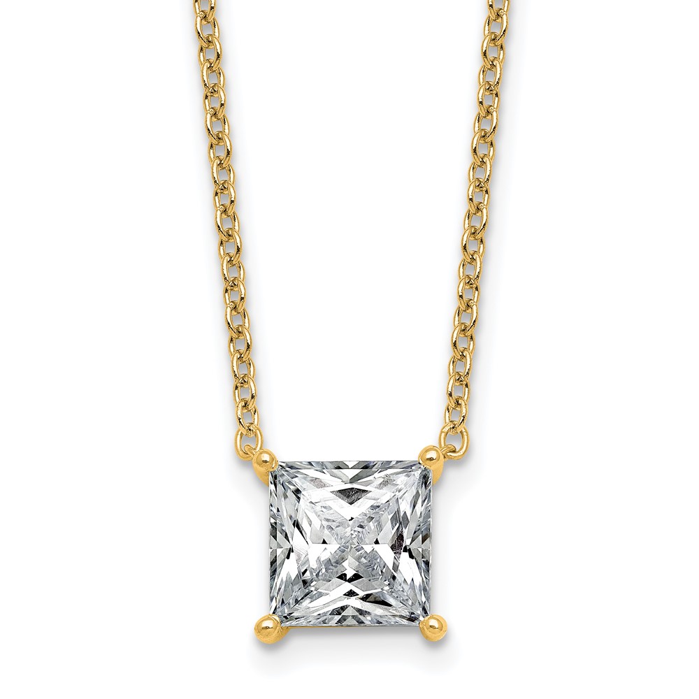 14K Yellow Gold 3 Carat Princess Four Prong Pendant Mounting