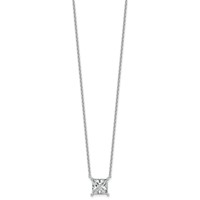 14K White Gold 3.50 Carat Certified Lab Grown Diamond VS+ F+ Princess Complete Four Prong Pendant Necklace, 18" view 2
