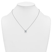14K White Gold 3.50 Carat Certified Lab Grown Diamond VS+ F+ Princess Complete Four Prong Pendant Necklace, 18" view 3