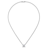 14K White Gold 3.50 Carat Certified Lab Grown Diamond VS+ F+ Princess Complete Four Prong Pendant Necklace, 18" view 4