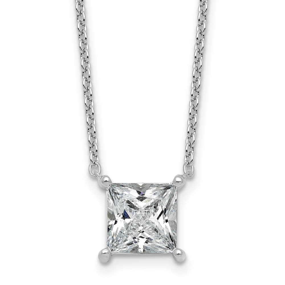 14K White Gold 3.50 Carat Princess Four Prong Pendant Mounting