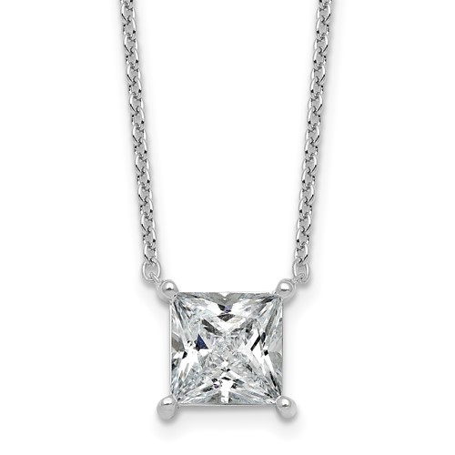 14K White Gold 3.50 Carat Princess Four Prong Pendant Mounting