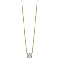 14K Yellow Gold 3.50 Carat Lab Grown Diamond VS+ F+ Princess Complete Four Prong Pendant Necklace, 18" view 2