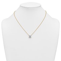 14K Yellow Gold 3.50 Carat Lab Grown Diamond VS+ F+ Princess Complete Four Prong Pendant Necklace, 18" view 3