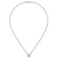 14K Yellow Gold 3.50 Carat Lab Grown Diamond VS+ F+ Princess Complete Four Prong Pendant Necklace, 18" view 4