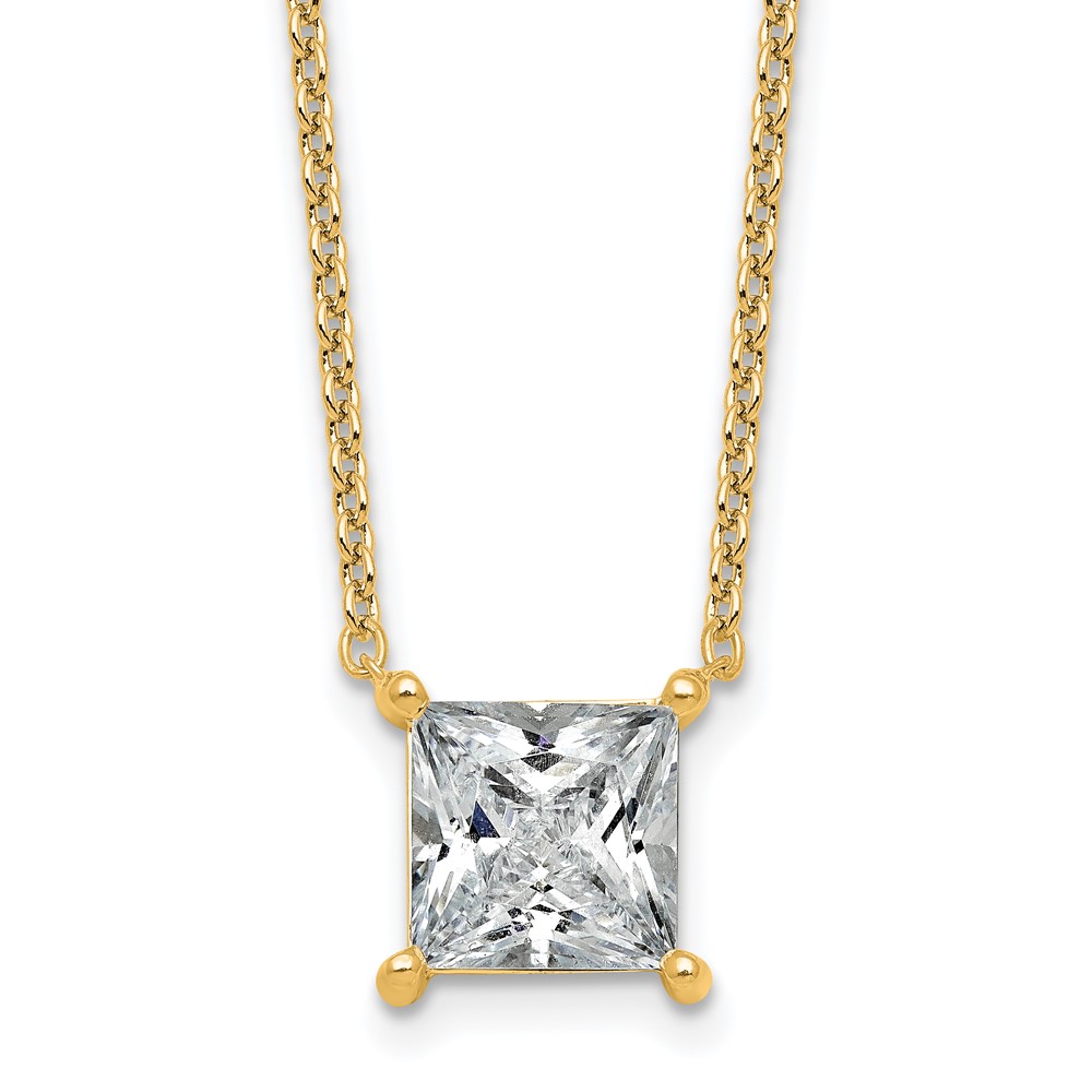 14K Yellow Gold 3.50 Carat Princess Four Prong Pendant Mounting