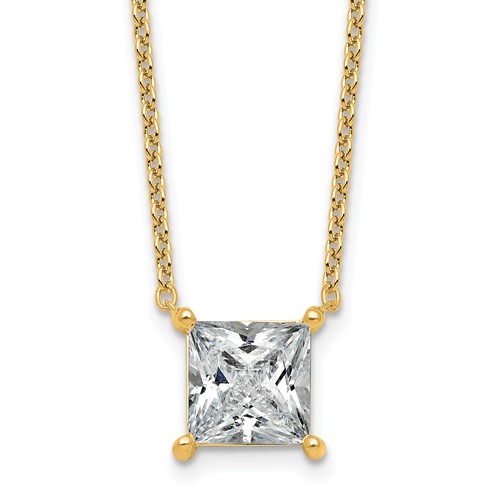 14K Yellow Gold 3.50 Carat Princess Four Prong Pendant Mounting