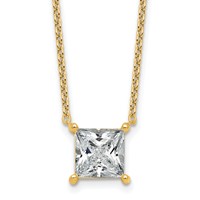 14K Yellow Gold 3.50 Carat Lab Grown Diamond VS+ F+ Princess Complete Four Prong Pendant Necklace, 18" view 1