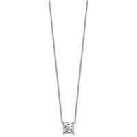 14K White Gold 4 Carat Lab Grown Diamond VS+ F+ Princess Complete Four Prong Pendant Necklace, 18" view 2