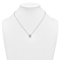 14K White Gold 4 Carat Lab Grown Diamond VS+ F+ Princess Complete Four Prong Pendant Necklace, 18" view 3