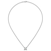 14K White Gold 4 Carat Lab Grown Diamond VS+ F+ Princess Complete Four Prong Pendant Necklace, 18" view 4