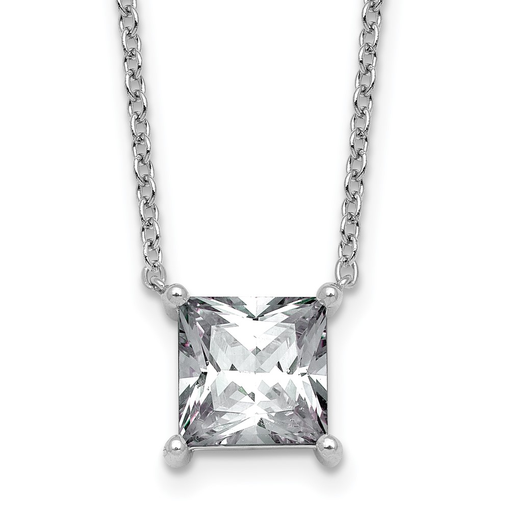 14K White Gold 4 Carat Princess Four Prong Pendant Mounting