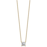 14K Yellow Gold 4 Carat Certified Lab Grown Diamond VS+ F+ Princess Complete Four Prong Pendant Necklace, 18" view 2