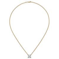 14K Yellow Gold 4 Carat Certified Lab Grown Diamond VS+ F+ Princess Complete Four Prong Pendant Necklace, 18" view 4
