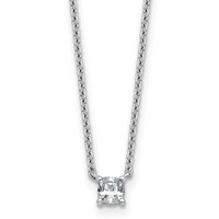 14K White Gold 0.25 Carat Lab Grown Diamond VS+ F+ Cushion Complete Four Prong Pendant Necklace, 18" view 1