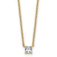 14K Yellow Gold 0.25 Carat Lab Grown Diamond VS+ F+ Cushion Complete Four Prong Pendant Necklace, 18" view 1