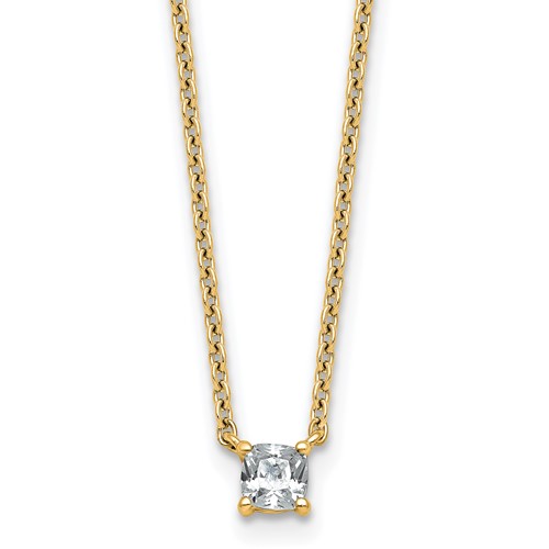 14K Yellow Gold 0.25 Carat Cushion Four Prong Pendant Mounting